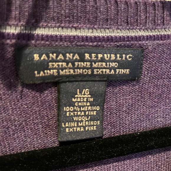 MEN's Banana Republic Purple V-Neck Merino Wool Sweater - Picture 3 of 4